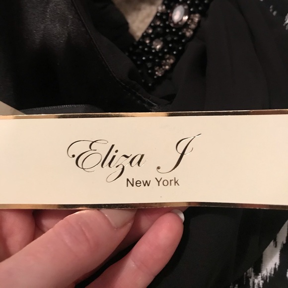 Eliza J Black Chiffon Cocktail Dress - Picture 6 of 6